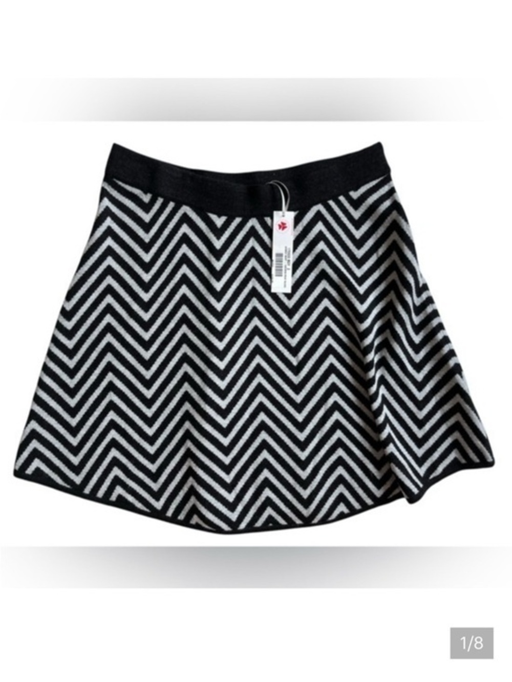 Krimson Klover Asymmetrical Chevron Skirt in Black and White WOOL